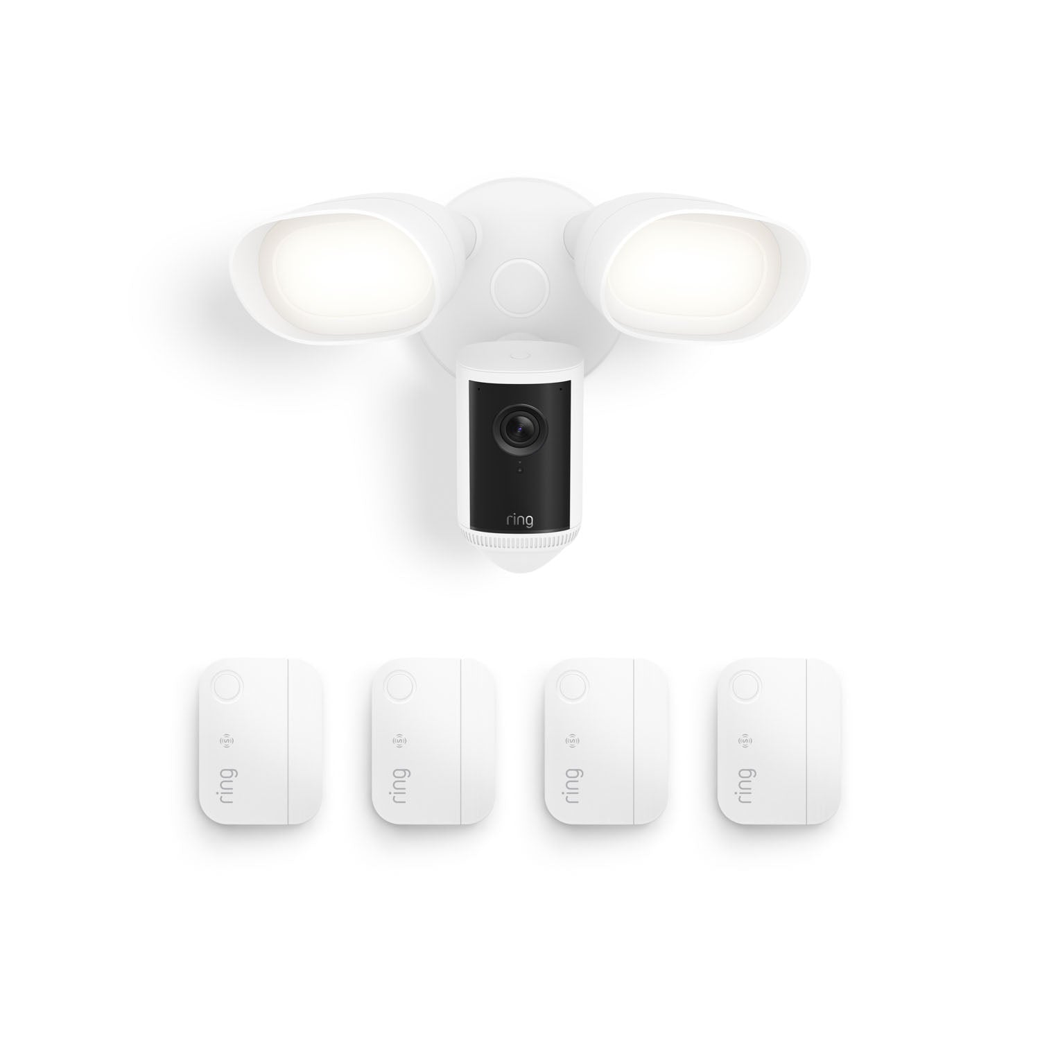 Floodlight Cam Pro (Newest Model) + 4 Window and Door Sensors (Newest Model) Featuring Retinal 4K