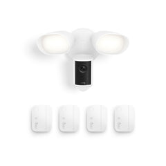 Floodlight Cam Pro (Newest Model) + 4 Window and Door Sensors (Newest Model) Featuring Retinal 4K