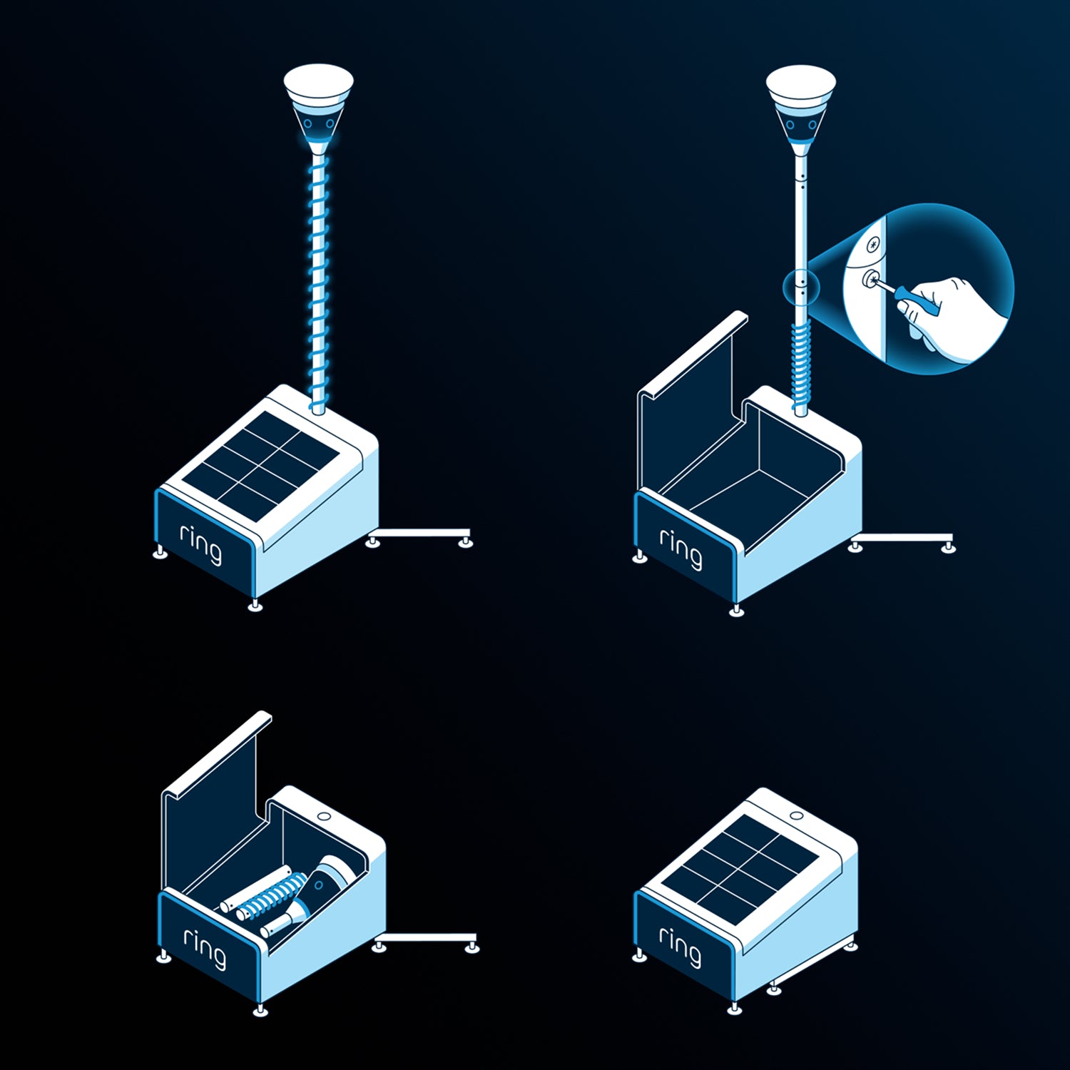 Ring Mobile Security Tower with - iLOQ - Solar Panel Kit + 2x Battery